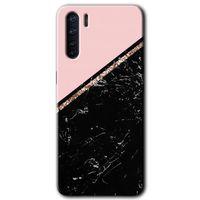 OPPO Oppo A91 Kılıf HD Desen Baskılı Arka Kapak + Temperli Cam - Yarım Mermer