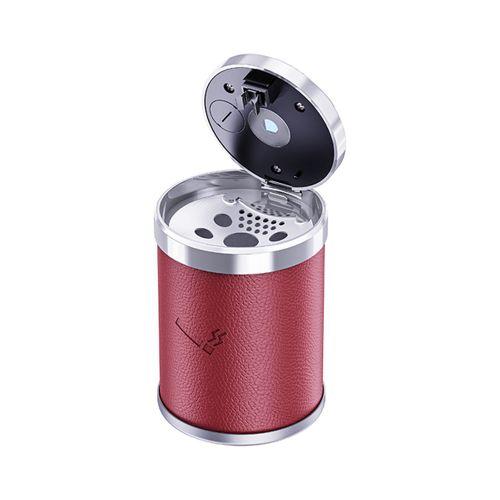 Işıklı küllük deri kaplamalı-basmalı bordo / ICKU60-1