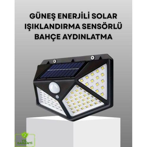 100 Led Solar Lamba Hareket Algılamalı Bahçe Duvar Dış Mekan Aydınlatma