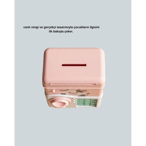 Atm Tasarımlı Pembe Işıklı Sesli Çocuk Kumbarası