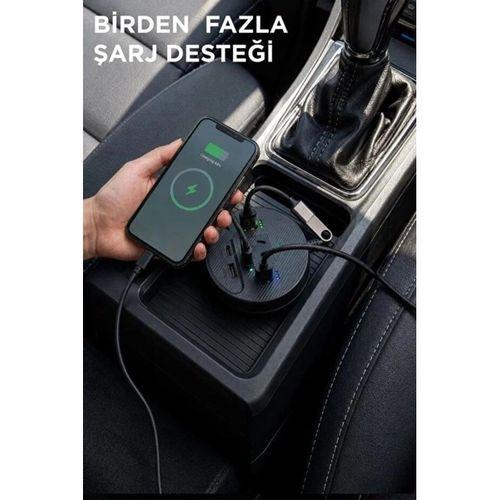 Araç Şarj Aleti Çakmaklık İnvertör & Şarj Cihazı 220v Priz+usb & Type-c Araba Çakmaklık