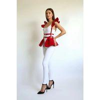 Kırmızı Etek Deri Volanlı Omuz Peplum - Brf1001