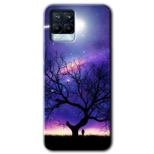 MRCİLETİSİM Realme 8 Pro Kılıf HD Desen Baskılı Arka Kapak + Temperli Cam - Uzay Silüet