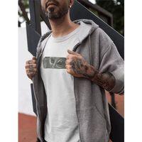 Unisex Bisiklet Yaka Baskılı Oversize T-Shirt - Beyaz