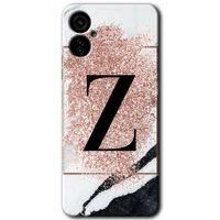 Tecno Camon 19 Neo Kılıf HD Desen Baskılı Arka Kapak - Pembe Mermer Desenli Z Harfi