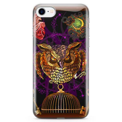 Apple iPhone 8 Kılıf Gotik Baykuş Arka Kapak Koruma Desenli Full Koruyucu