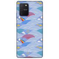 Samsung Galaxy S10 Lite Kılıf Pastel Renkler (2) Kabı Mor Beyaz