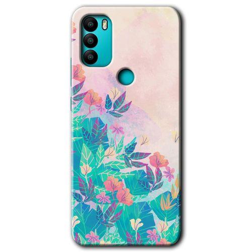 MRCİLETİSİM General Mobile GM 21 Plus Kılıf HD Desen Baskılı Arka Kapak + Temperli Cam - Çizim Yapraklar