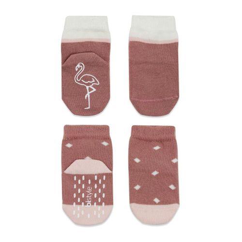 Bistyle Hayvan Figür Kaymaz Kız Soket Çorap 2'Li BS10120 Pudra