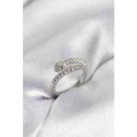 Yılan Model Gümüş Renk Zirkon Taşlı Kadın Yüzük