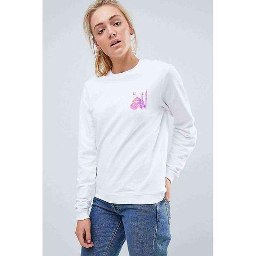Watercolor Mosque Baskılı Beyaz Kadın Sweatshirt