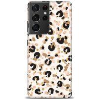 Samsung Galaxy S21 Ultra Kılıf HD Baskılı Kılıf - Leopar + Tam Ekran Koruyucu