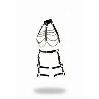 Siyah Harness Takım Zincir Detaylı Yüksek Yaka Vücut Aksesuarı - Brf1262