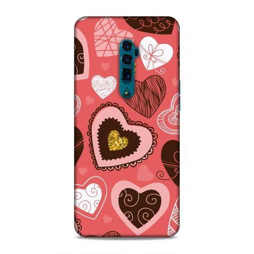 Oppo Reno 10x Zoom Kılıf Kalpli Cikolata Arka Kapak Silikon Koruma Full Koruyucu
