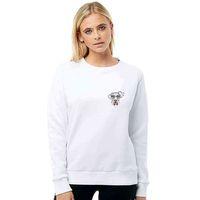 Papyonlu Köpek Göğüs Baskılı Beyaz Kadın Sweatshirt