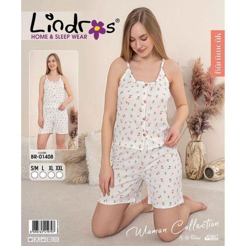 Lindros Br-01408 Kadın İp Askılı Bürümcük Düğmeli Şort Takım