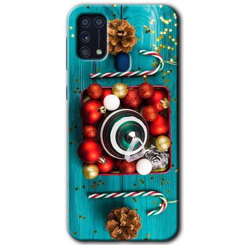 MRCİLETİSİM Samsung Galaxy M31 Kılıf Baskılı Kapak - Christmas +Tam Ekran Koruyucu
