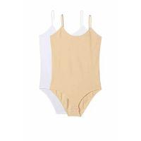 2 Adet İp Askılı Kadın Çıtçıtlı Body Beyaz ve Ten