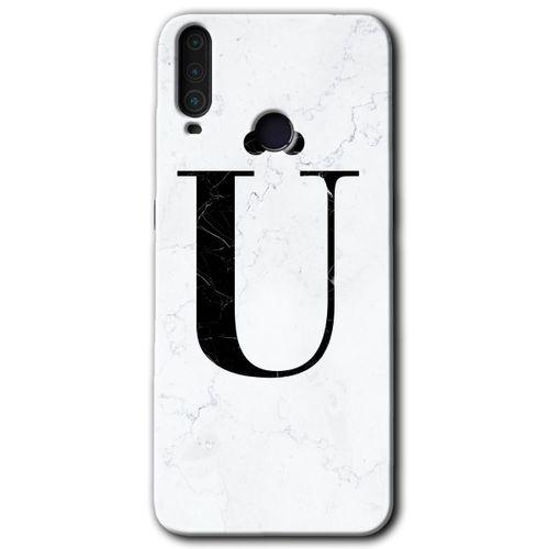 GM 10 Kılıf HD Desen Baskılı Arka Kapak - Beyaz Mermer Desenli Ü Harfi + Kırılmaz Cam
