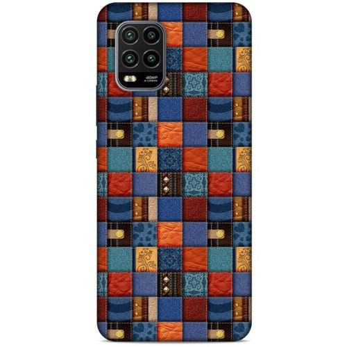 Xiaomi Mi 10 Lite Kılıf Patchwork (16) Kalın Kılıf Turuncu Mavi