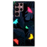 Potkal Hediye Fabrikası Samsung Galaxy S22 Ultra HD Baskılı Kılıf + 9D Tam Ekran Koruyucu - Lighter Butterfly
