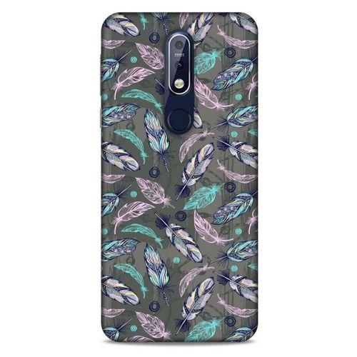 Nokia 7.1 Kılıf Desenli Özel Seri Tüyler (6) Silikon Kılıf