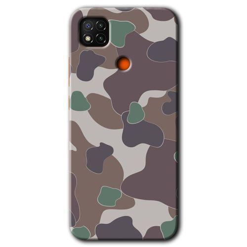MRCİLETİSİM Xiaomi Redmi 9c Kılıf Kapak - Kamuflaj 11 +Hayalet Ekran Yandan Gözükmez