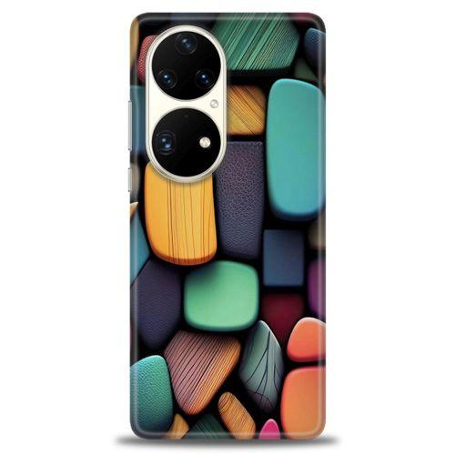 Huawei P50 Pro Kılıf HD Baskılı Kılıf - Renkli Taşlar + Tam Ekran Koruyucu