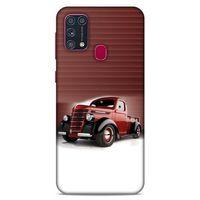 Lopard Samsung Galaxy M31 Uyumlu Kılıf PickUpX (47) Crystal Flex Kılıf Metalik Kırmızı