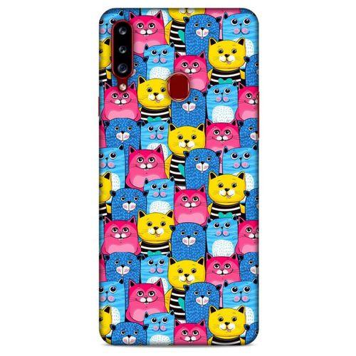 Lopard Samsung Galaxy A20s Uyumlu Kılıf Kediler (36) Glitter Kılıf Mavi Pembe