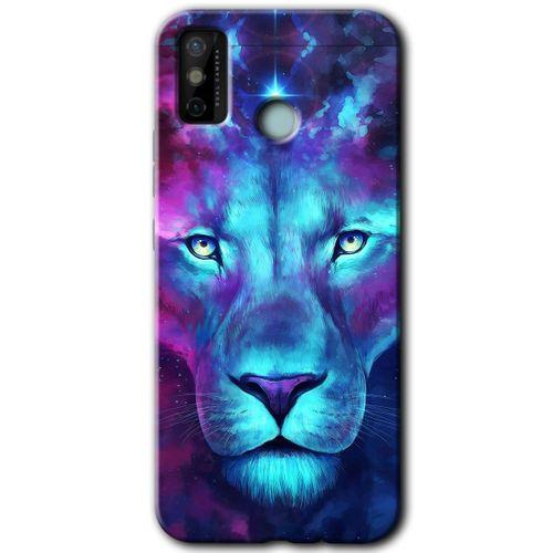 Tecno Spark 6 Go Kılıf HD Desen Baskılı Arka Kapak+Temperli Cam - Neon Lion