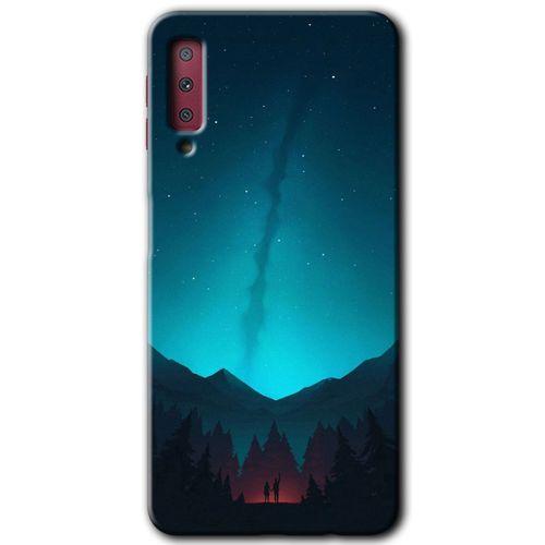 Galaxy A7 2018 Kılıf HD Desen Baskılı Arka Kapak - Night Fores Mount + Kırılmaz Cam