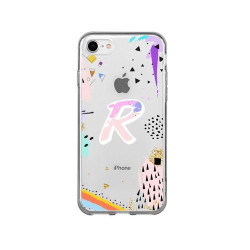 Color Art Desenli R Harfli Şeffaf Kılıf