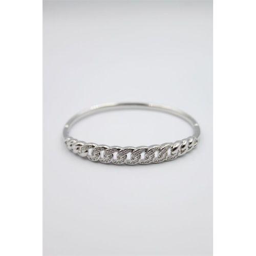 Taşlı Vip Bilezik - Gümüş