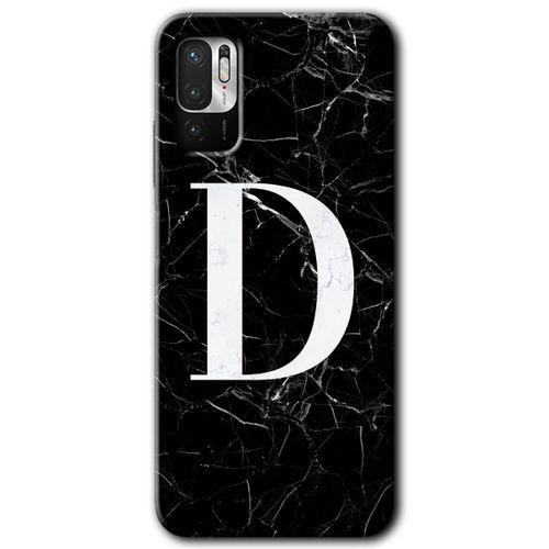 Xiaomi Redmi Note 10 5G Kılıf HD Desen Baskılı Arka Kapak - Siyah Mermer Desenli D Harfi