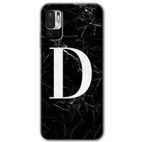 Xiaomi Redmi Note 10 5G Kılıf HD Desen Baskılı Arka Kapak - Siyah Mermer Desenli D Harfi