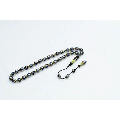 Oltu Taşı Ve Sarı Galalith  Çift Çeşmi Bülbül İşlemeli Tespih