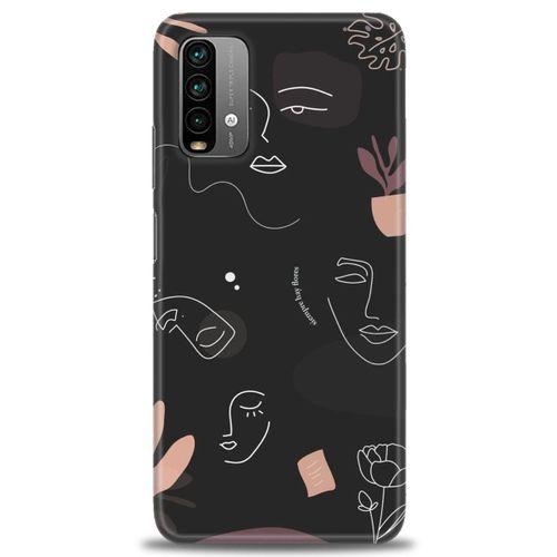 Xiaomi Redmi Note 9 4G Kılıf HD Baskılı Kılıf - Siyah Silüet + Tam Ekran Koruyucu