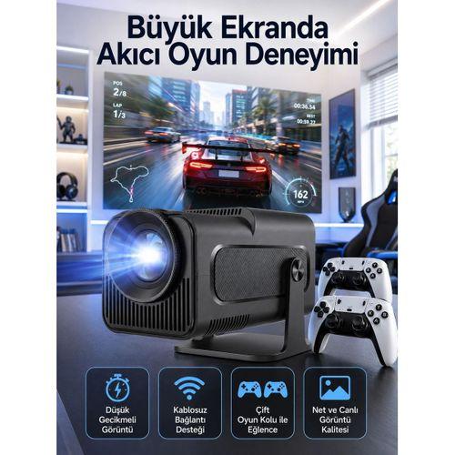 Çift Kollu Game Box Projeksiyon Cihazı Kumandalı Android Tv Dahili Hoparlör