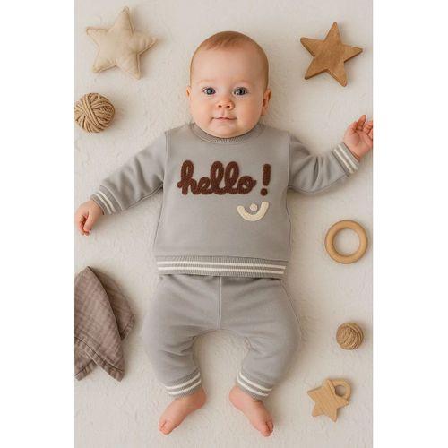 Hello Nakışlı % 100 Pamuk 2'li Erkek Bebek Takım