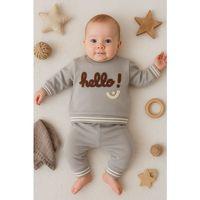 Hello Nakışlı % 100 Pamuk 2'li Erkek Bebek Takım