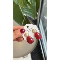 Taşlı Küpe - Kırmızı