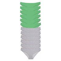 12 Adet Süper Eko Set Likralı Kadın Slip Külot Yeşil Gri