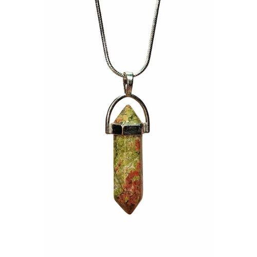 Unakit Doğal Taşı Zincirli El Yapımı Kolye Uç: 3 cm Zincir: 20 cm Kutulu