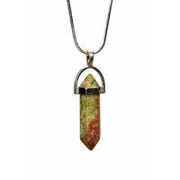 Unakit Doğal Taşı Zincirli El Yapımı Kolye Uç: 3 cm Zincir: 20 cm Kutulu