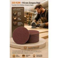 12 ADET 320 KUM Yuvarlak Cırtlı Zımpara Diski 115 mm Deliksiz Zımpara Kağıdı 723220
