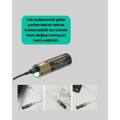 Tekrar Şarj Edilebilir Aa Usb Type-c Pil | 1000+ Döngü | 1.5v Sabit Voltaj