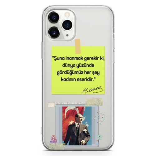 Apple iPhone 11 Pro Kılıf Atatürk Caps Kadın Arka Kapak Koruma Desenli Full Koruyucu