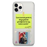 Apple iPhone 11 Pro Kılıf Atatürk Caps Kadın Arka Kapak Koruma Desenli Full Koruyucu
