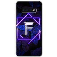 Potkal Hediye Fabrikası Samsung Galaxy S10 Kılıf HD Desen Baskılı Arka Kapak - Dark Neon Yaprak F Harfi